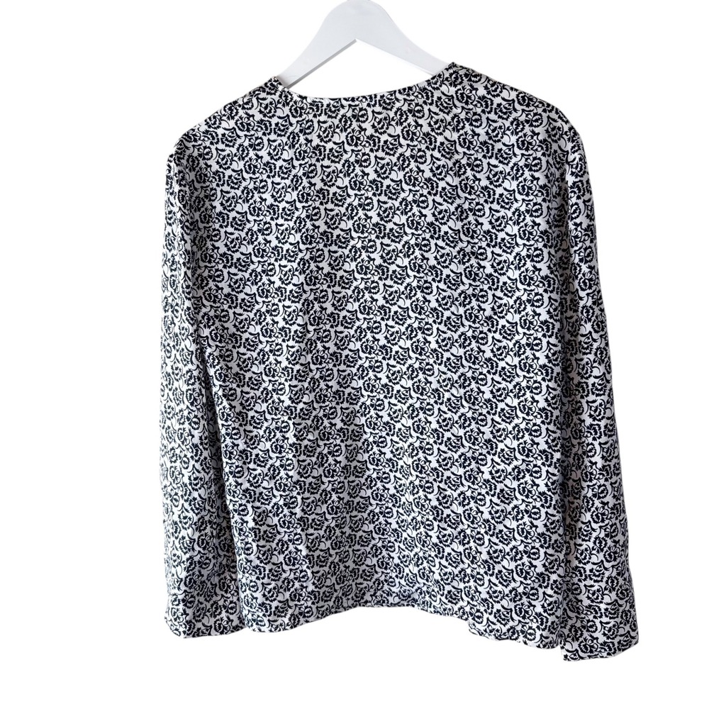 A.L.C. Ray Silk Women's Black White Floral Print Long Sleeve Wrap Blouse Size 4 - Picture 5 of 7